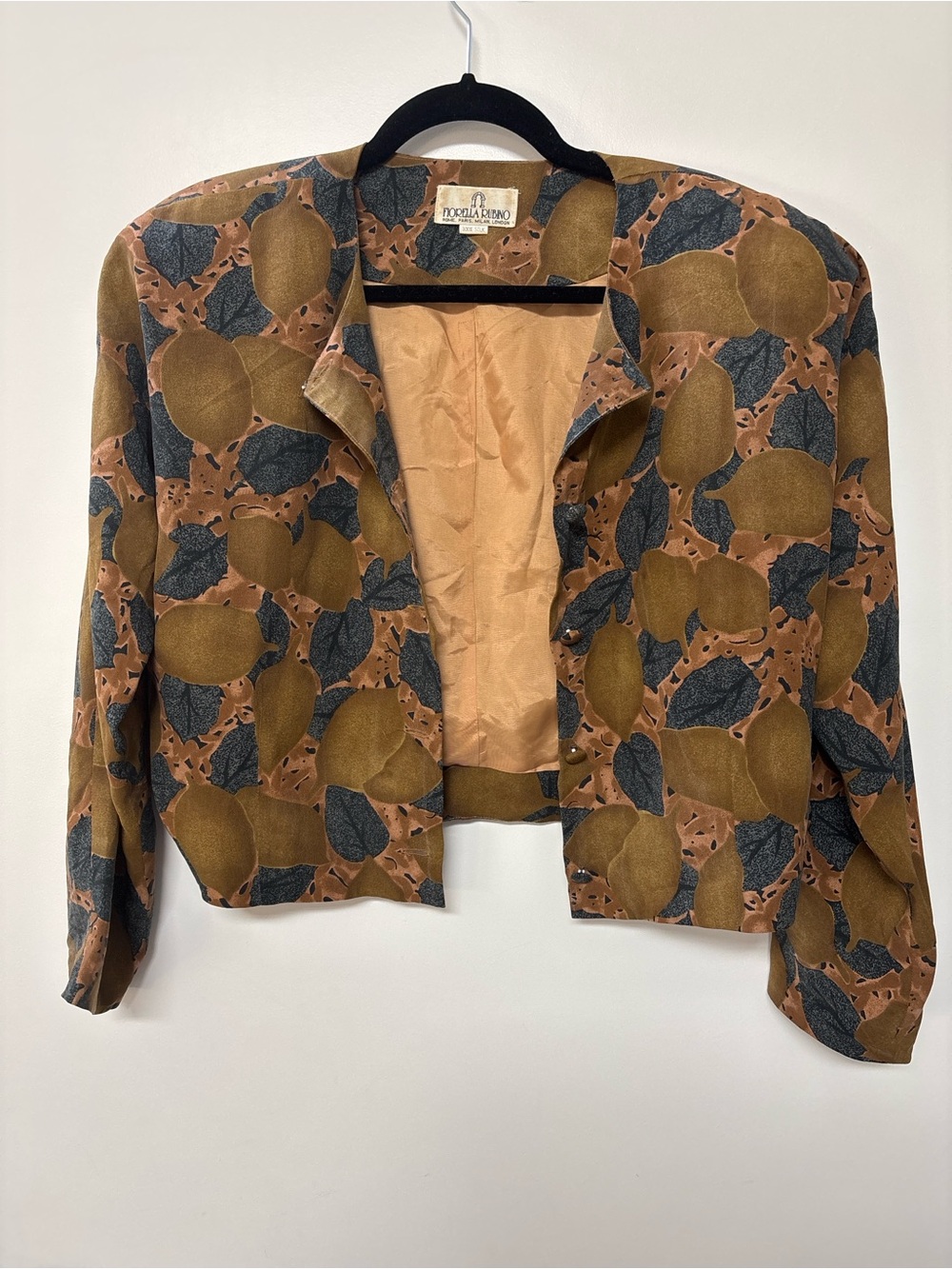 Vintage 90’s Silk Cropped Jacket in Olive Multi